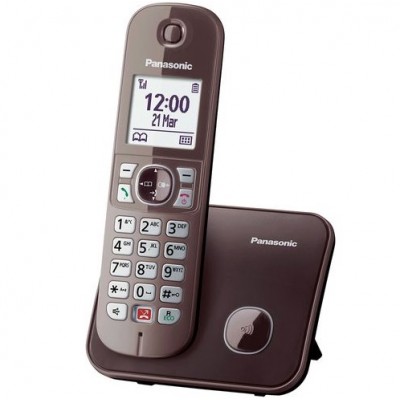 Ασύρματο Ψηφιακό Τηλέφωνο Panasonic KX-Panasonic KX-TG6851GRA με Μεγάλη Οθόνη και Ανοιχτή Ακρόαση Καφέ